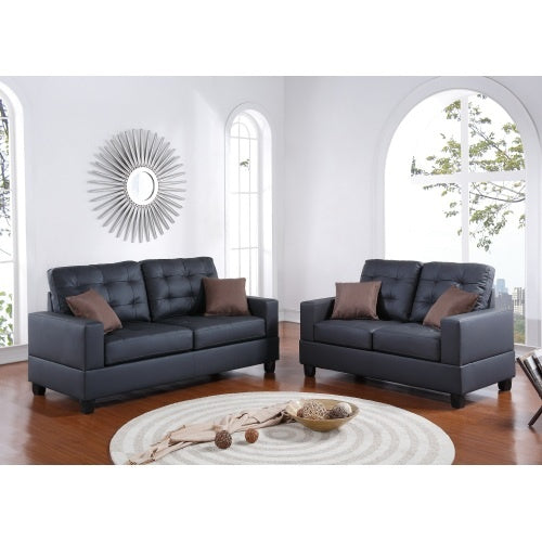 The Voe 2‑Piece Faux Leather Sofa Set with Pillows