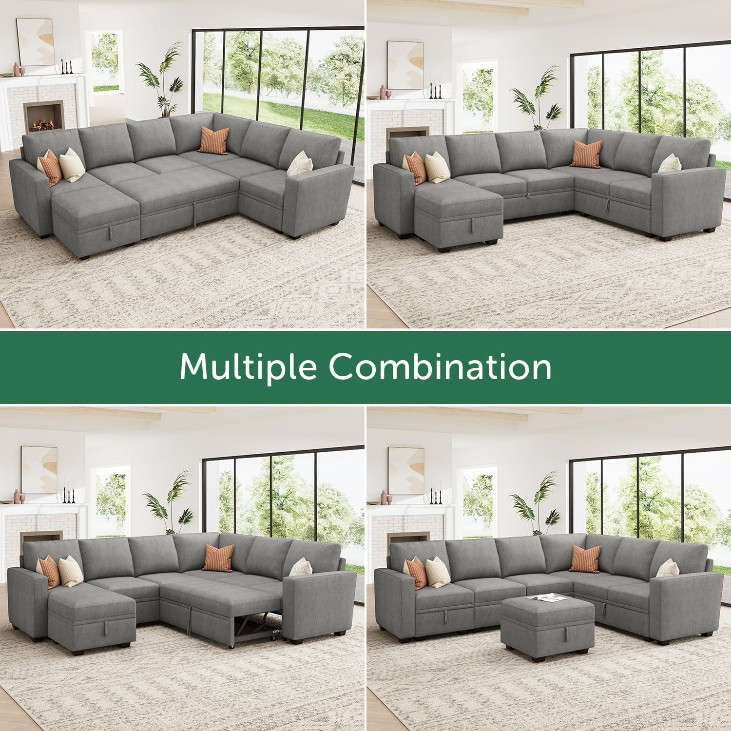 The Aurea Modular U-Shaped Sectional Sofa Warm Grey