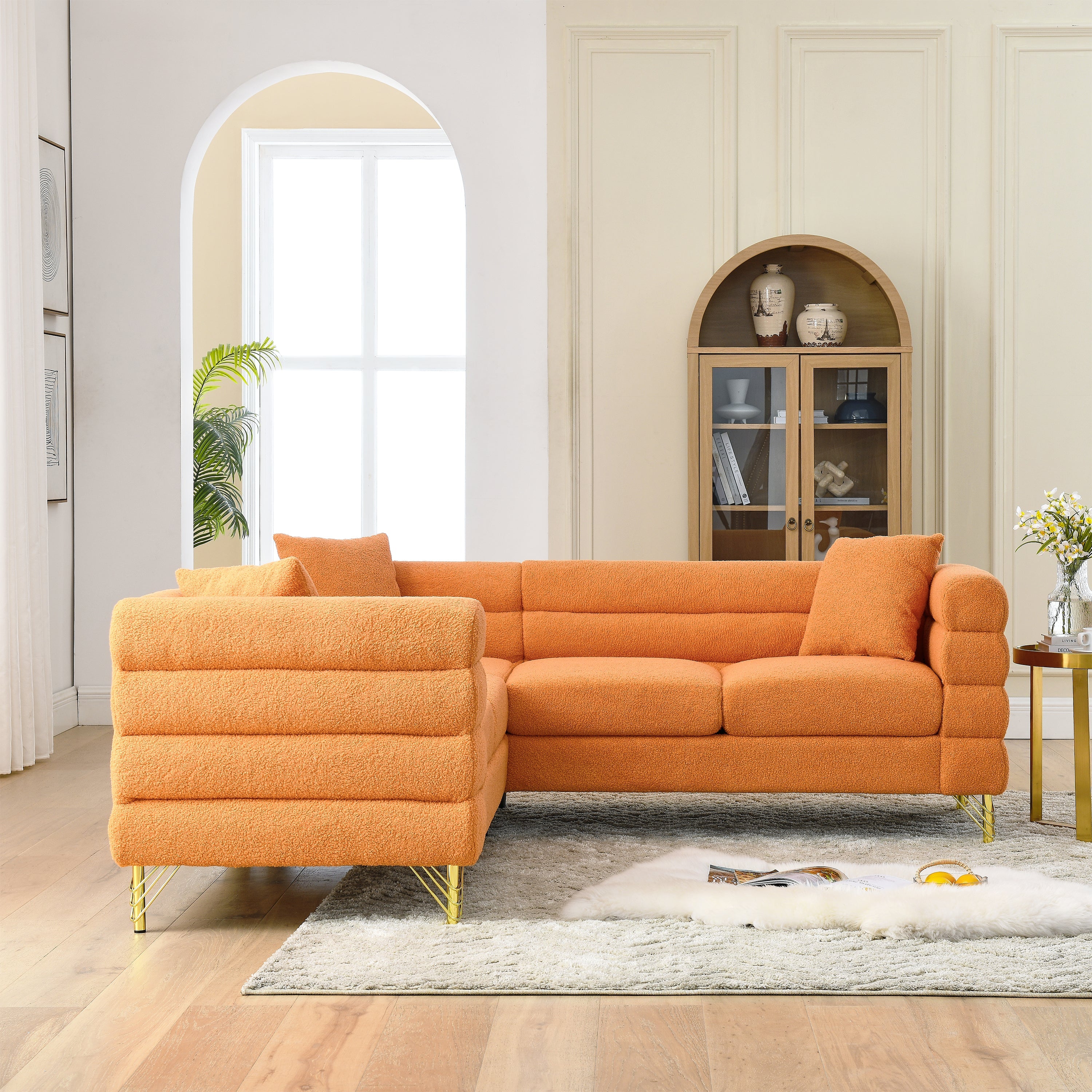 The Daniel’s Modern L-Shaped Sectional Sofa Orange