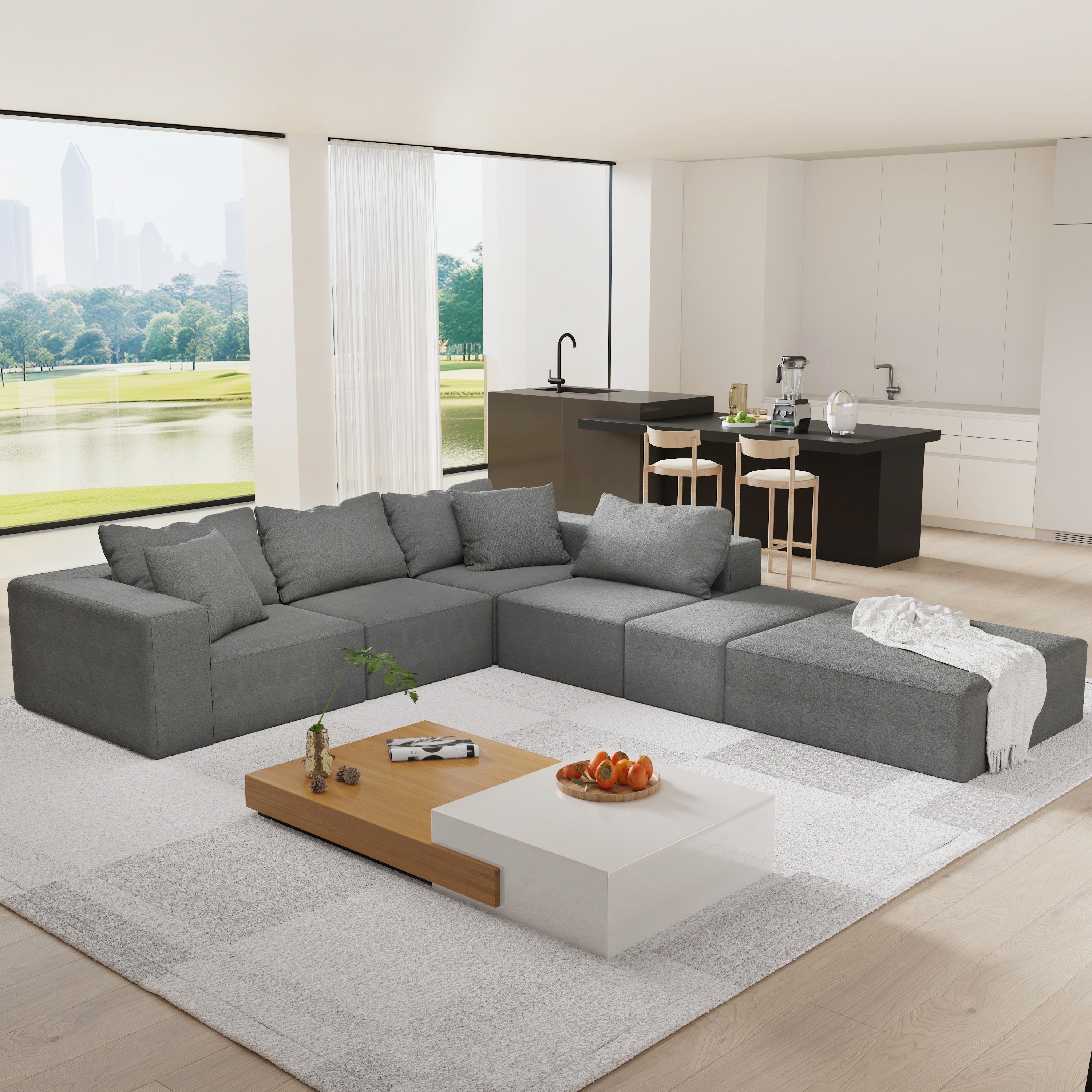 The Opal Modern Sectional Sofa Set L-Shaped