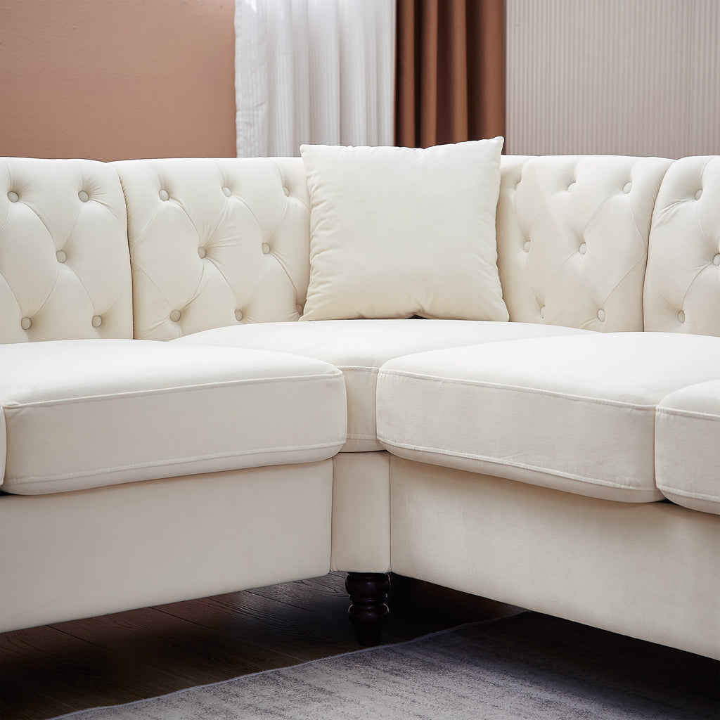 The Monarch Luxury L-Shaped Sectional Sofa Beige