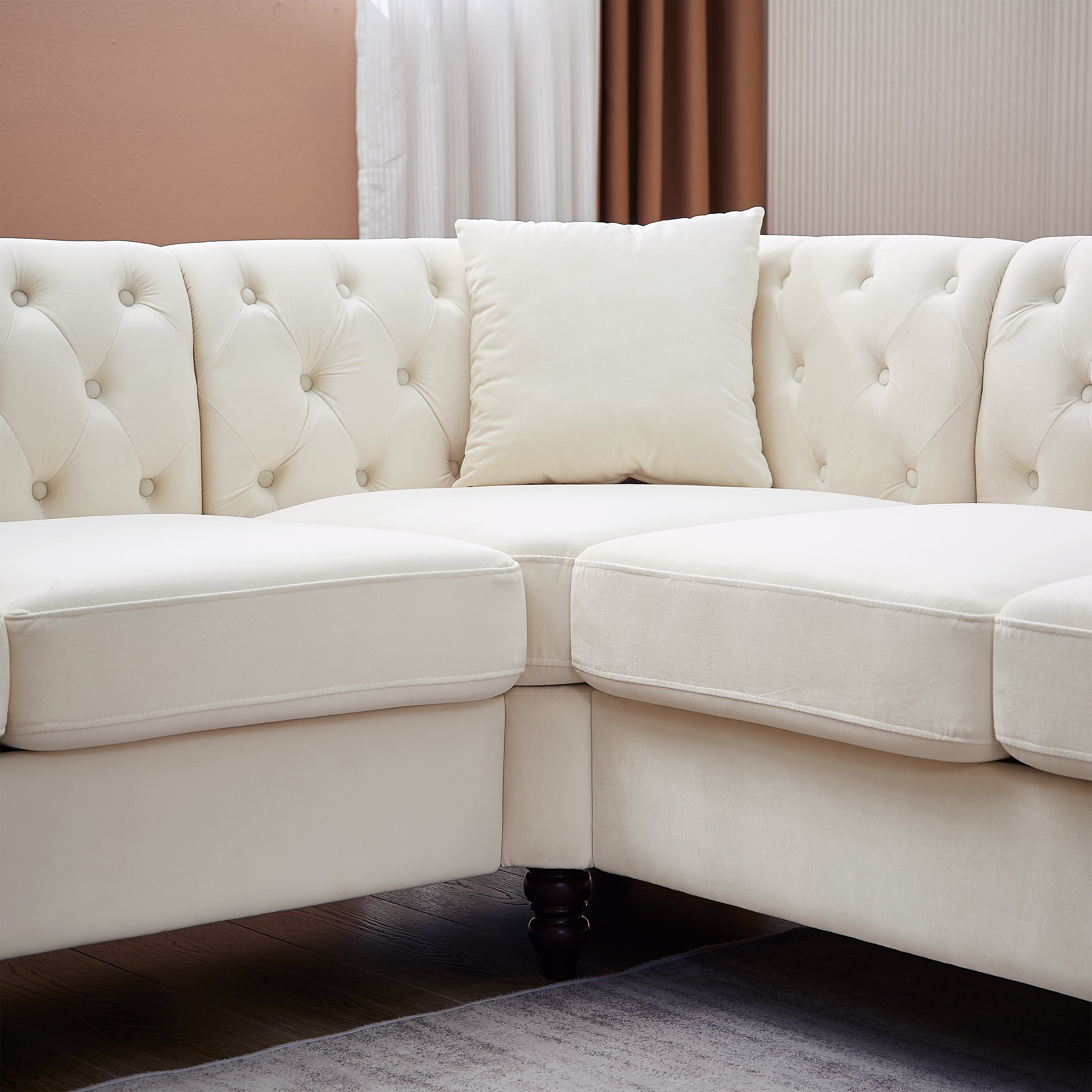 The Monarch Luxury L-Shaped Sectional Sofa Beige