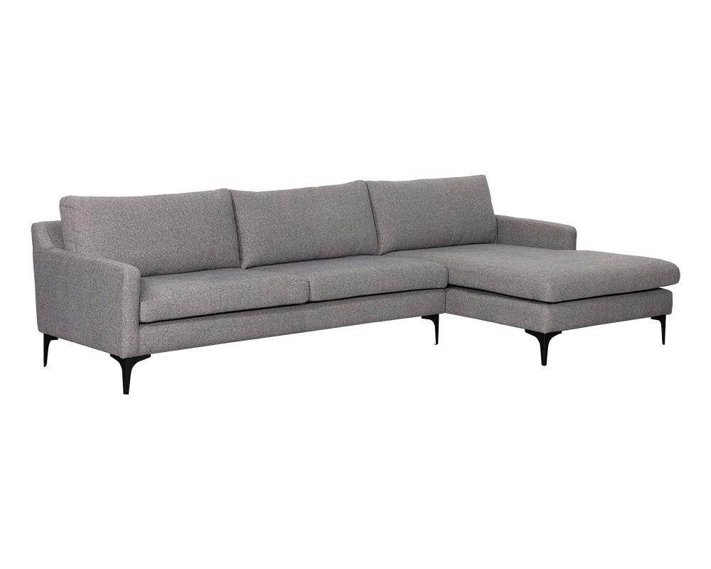 The Cova Andie Chaise Sofa Dark Grey