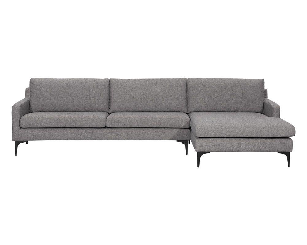 The Cova Andie Chaise Sofa Dark Grey
