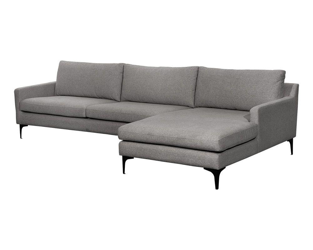 The Cova Andie Chaise Sofa Dark Grey