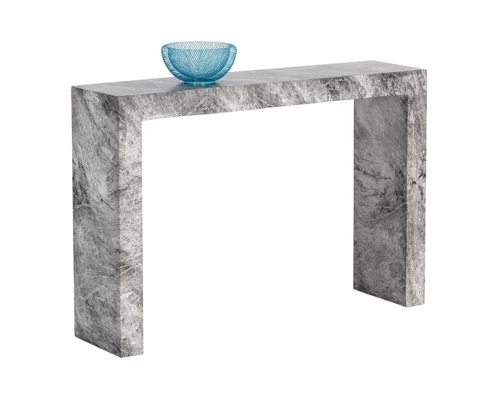The Valentina Axle Console Table Marble Grey