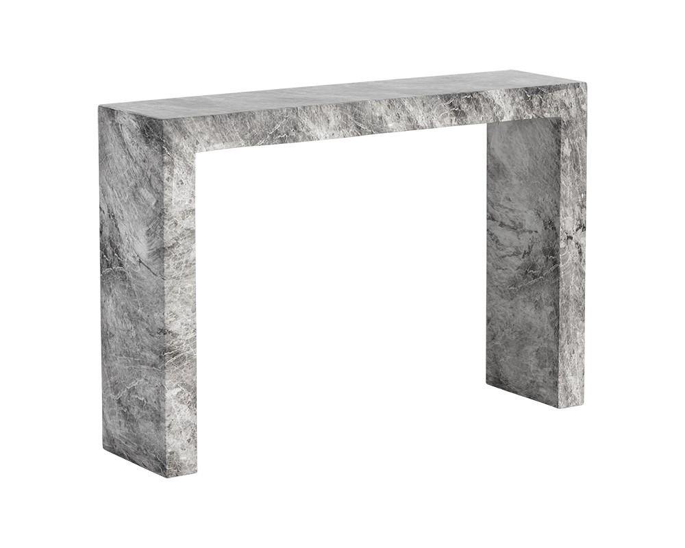 The Valentina Axle Console Table Marble Grey