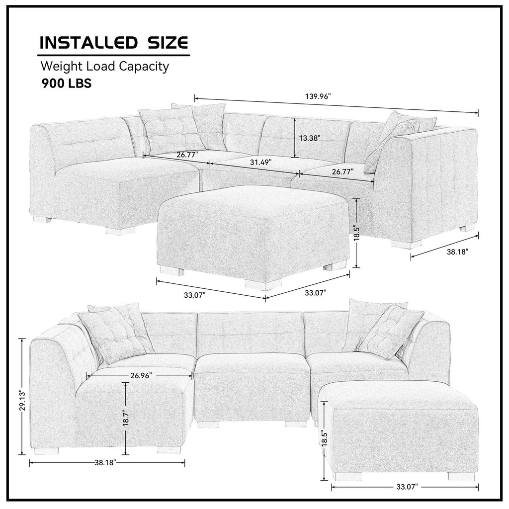 Darla Modern Sectional Sofa with Ottoman Combination