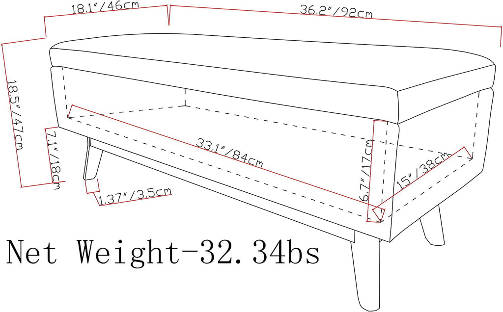 The Stella Mid Century Modern Storage Ottoman in Chestnut Brown