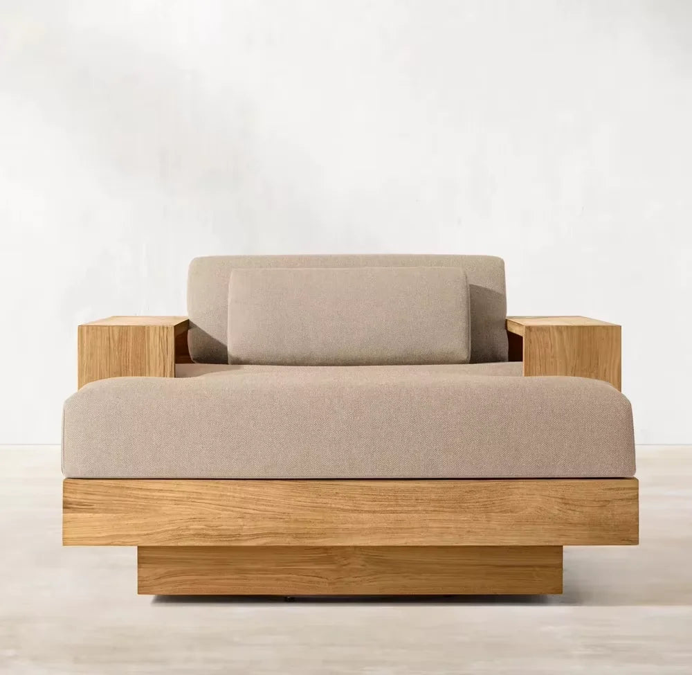 Chateau Royale Modern Teak L-Shaped Combination Sofa Bed