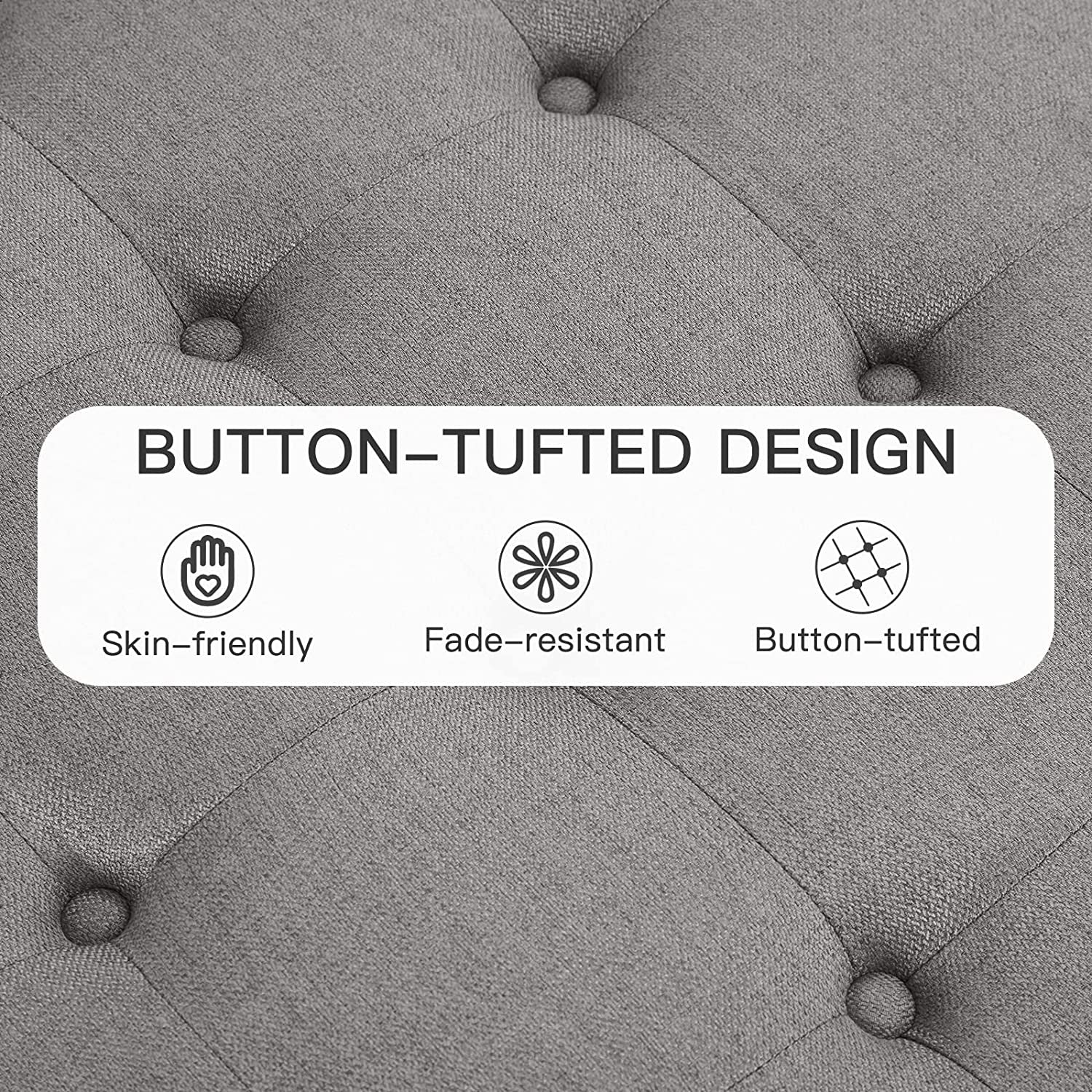 The Valentina Grey Tufted Ottoman with Storage and Tray