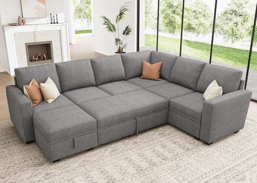 The Aurea Modular U-Shaped Sectional Sofa Warm Grey
