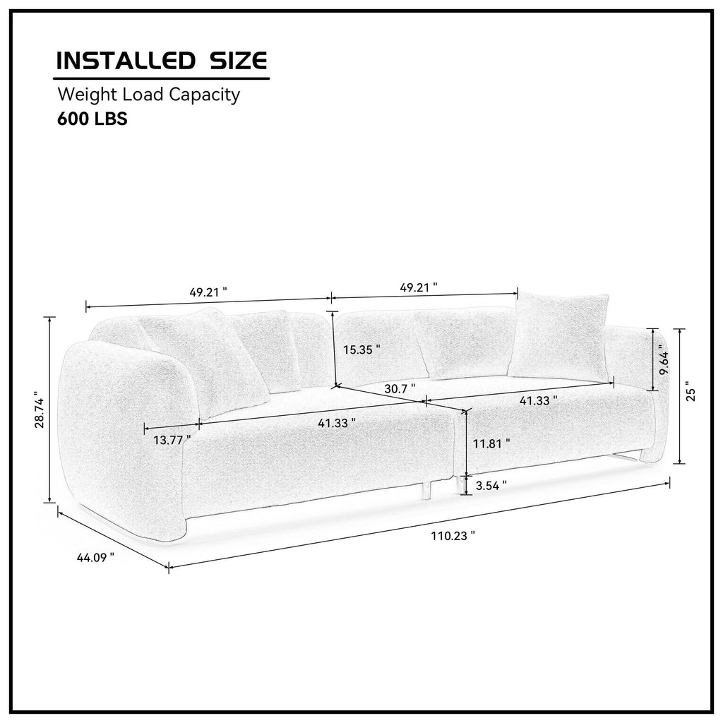 The Monarch Teddy Bouclé Couch with 4 Pillows