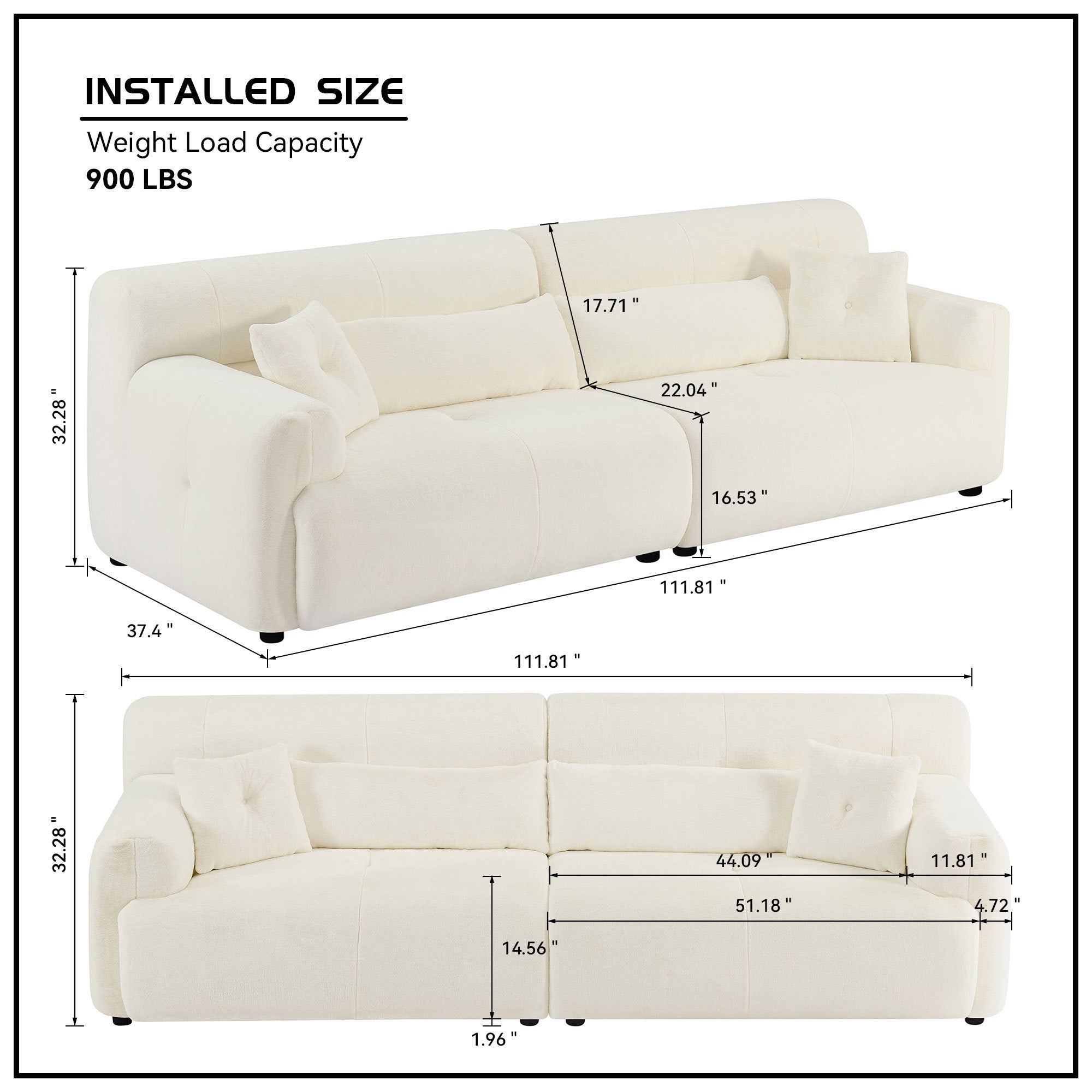 Soft Thick Fuzzy Faux Rabbit Fur Sofa