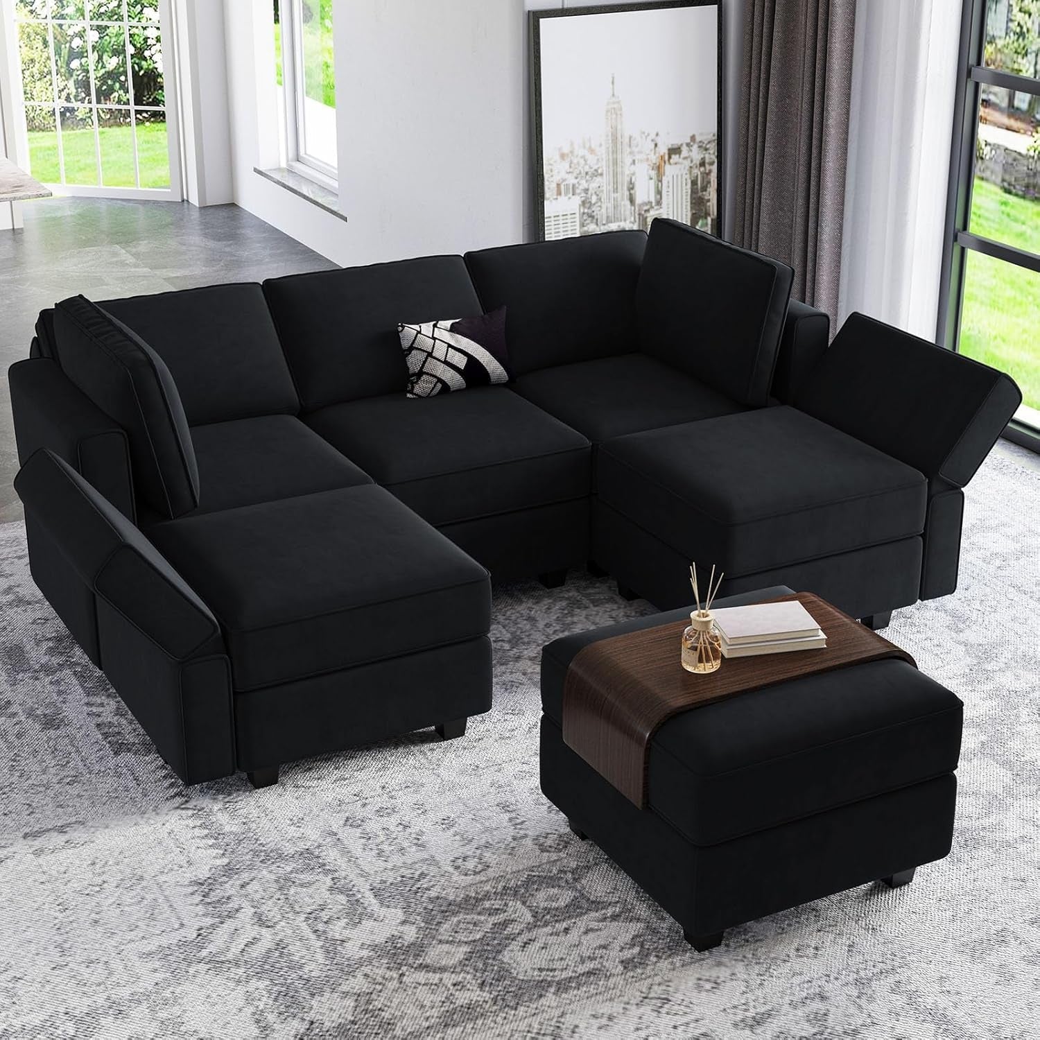 The Terrace Modular Sectional Sofa Velvet with Chaise
