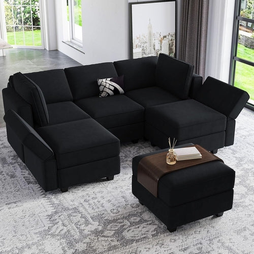 The Terrace Modular Sectional Sofa Velvet with Chaise