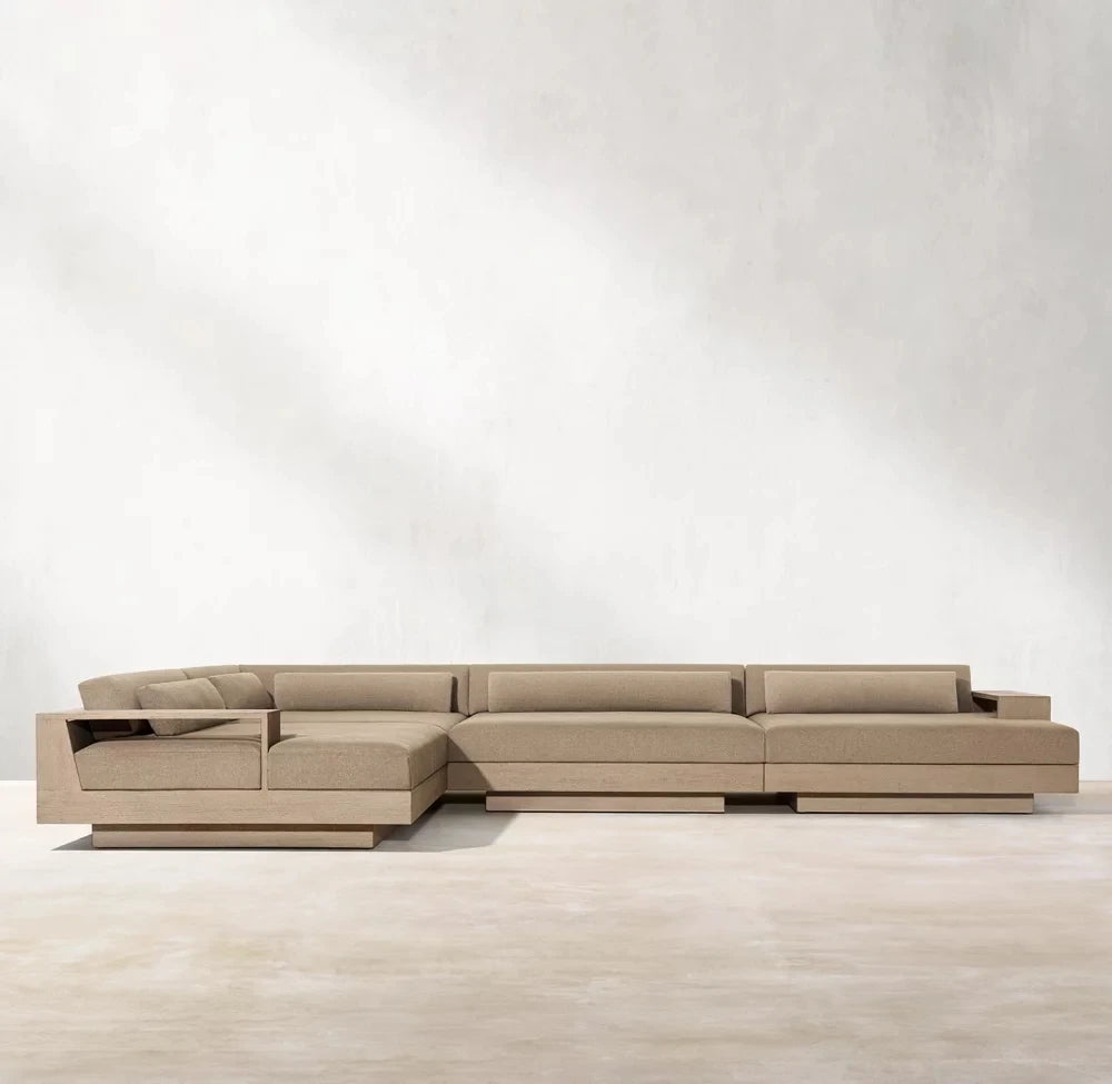 Chateau Royale Modern Teak L-Shaped Combination Sofa Bed