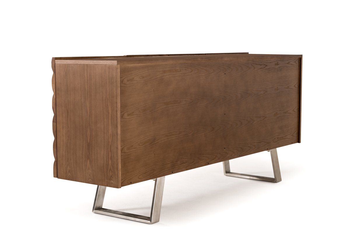 Walnut Wood Veneer and Steel Buffet Storage