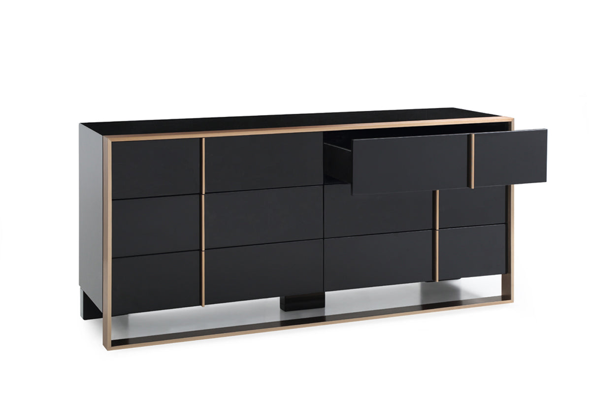 The Empire Black and Brushed Bronze Dresser
