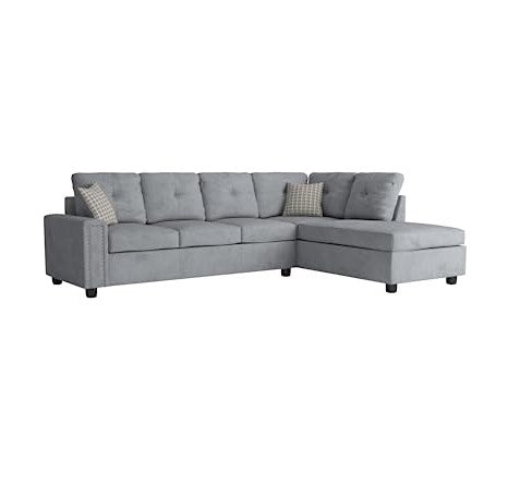 The Brook Gray Velvet Reversible Sectional Sofa