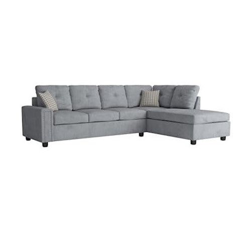 The Brook Gray Velvet Reversible Sectional Sofa