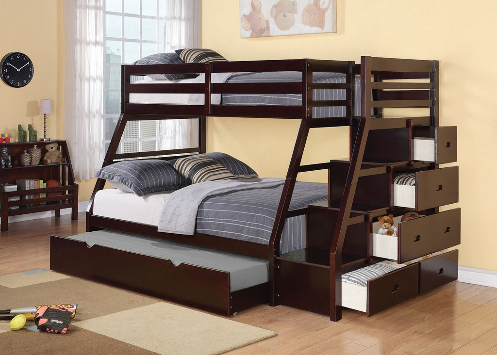 The Winans Espresso Pine Wood Bunk Bed (Twin/Full)
