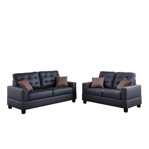 The Voe 2‑Piece Faux Leather Sofa Set with Pillows