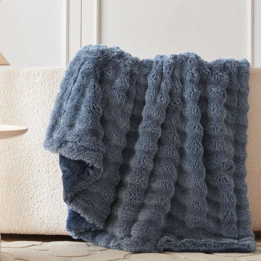 Faux Fur Throw Blanket for Couch