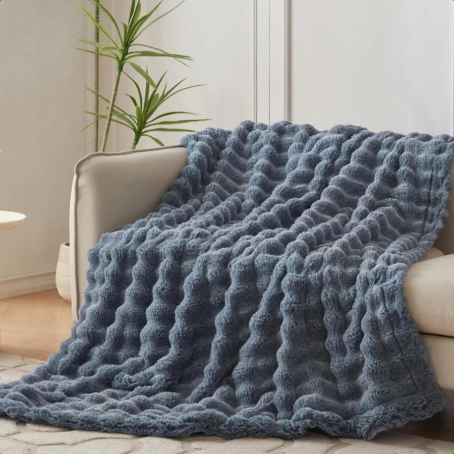 Faux Fur Throw Blanket for Couch