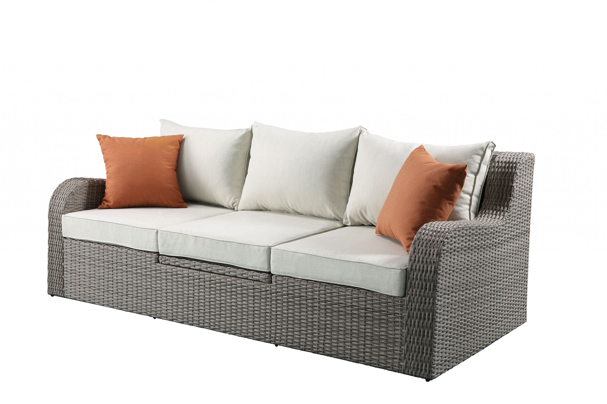 Sunnyway 3 Piece Gray Wicker Patio Sectional And Ottoman Set
