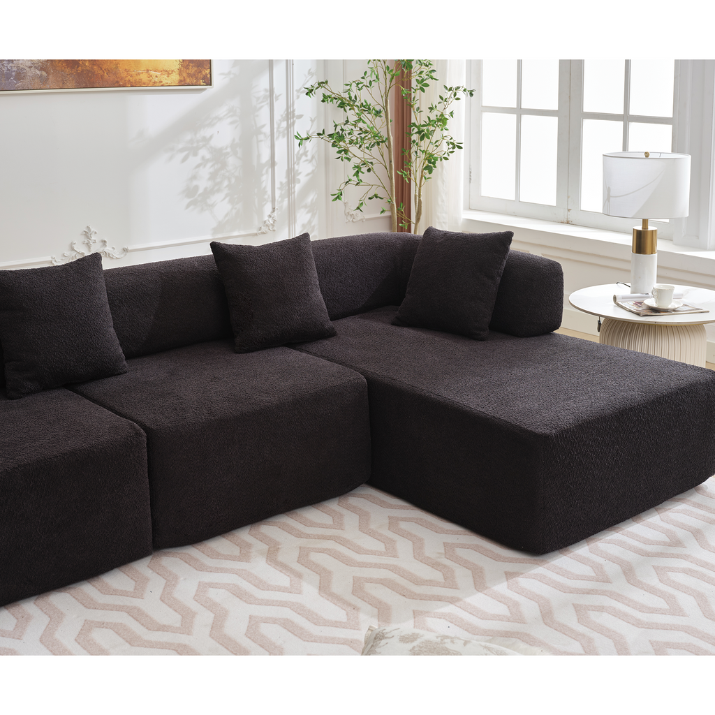 The Desiree Modern Minimalist L-Shape Couch Black