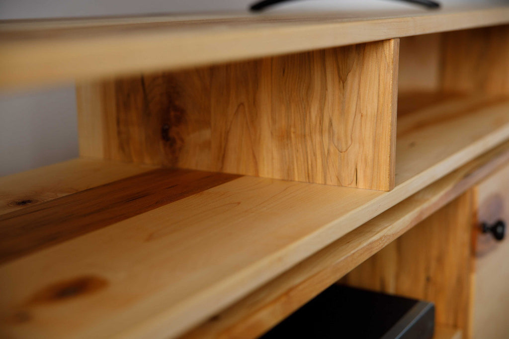 Natural Maple And Steel Multi Compartment TV Stand