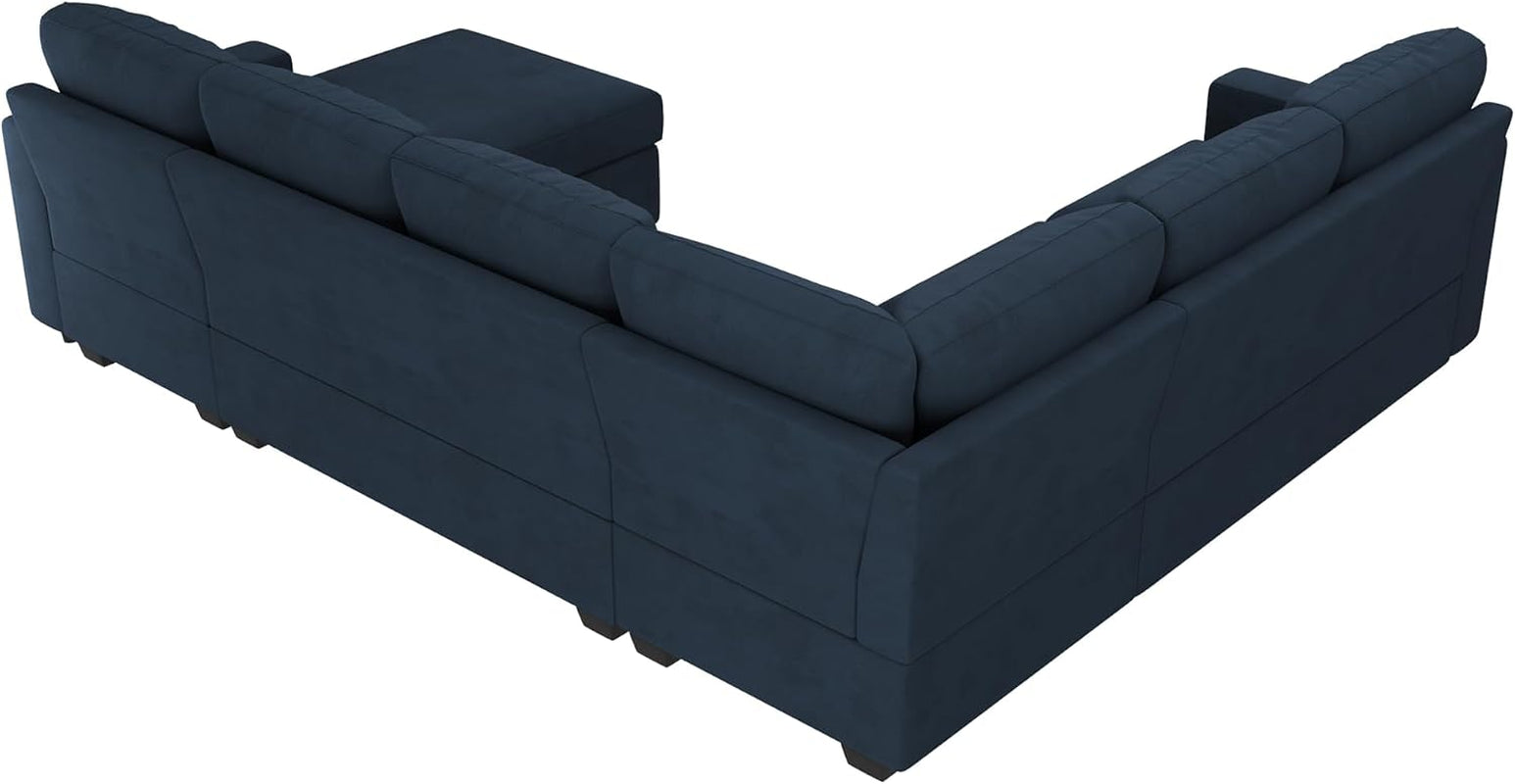 The Sovereign Dark Blue U-Sectional Sleeper Sofa With Pull-Out Bed