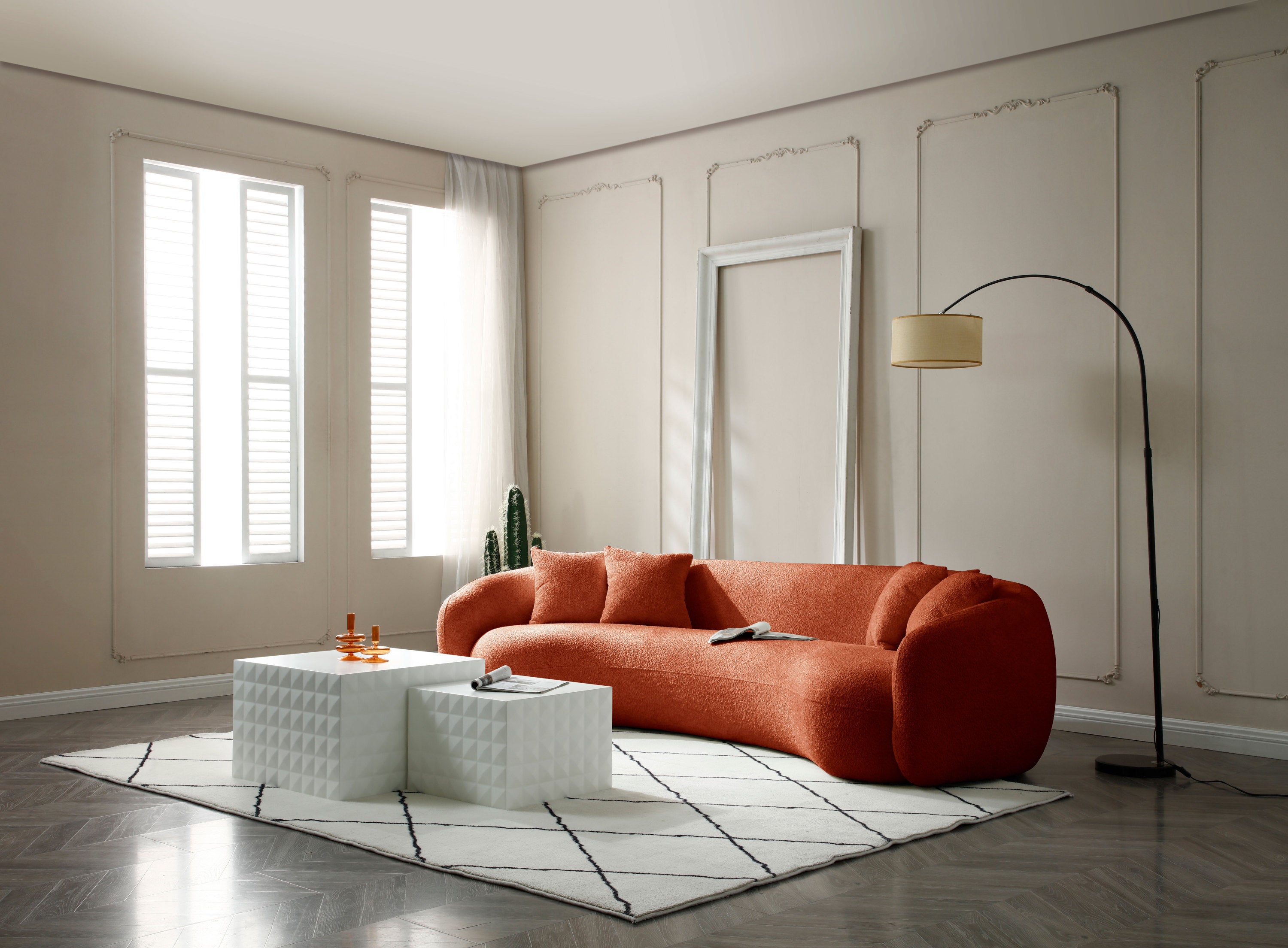 The Desiree Modern Living Room Sofa Sectional Orange