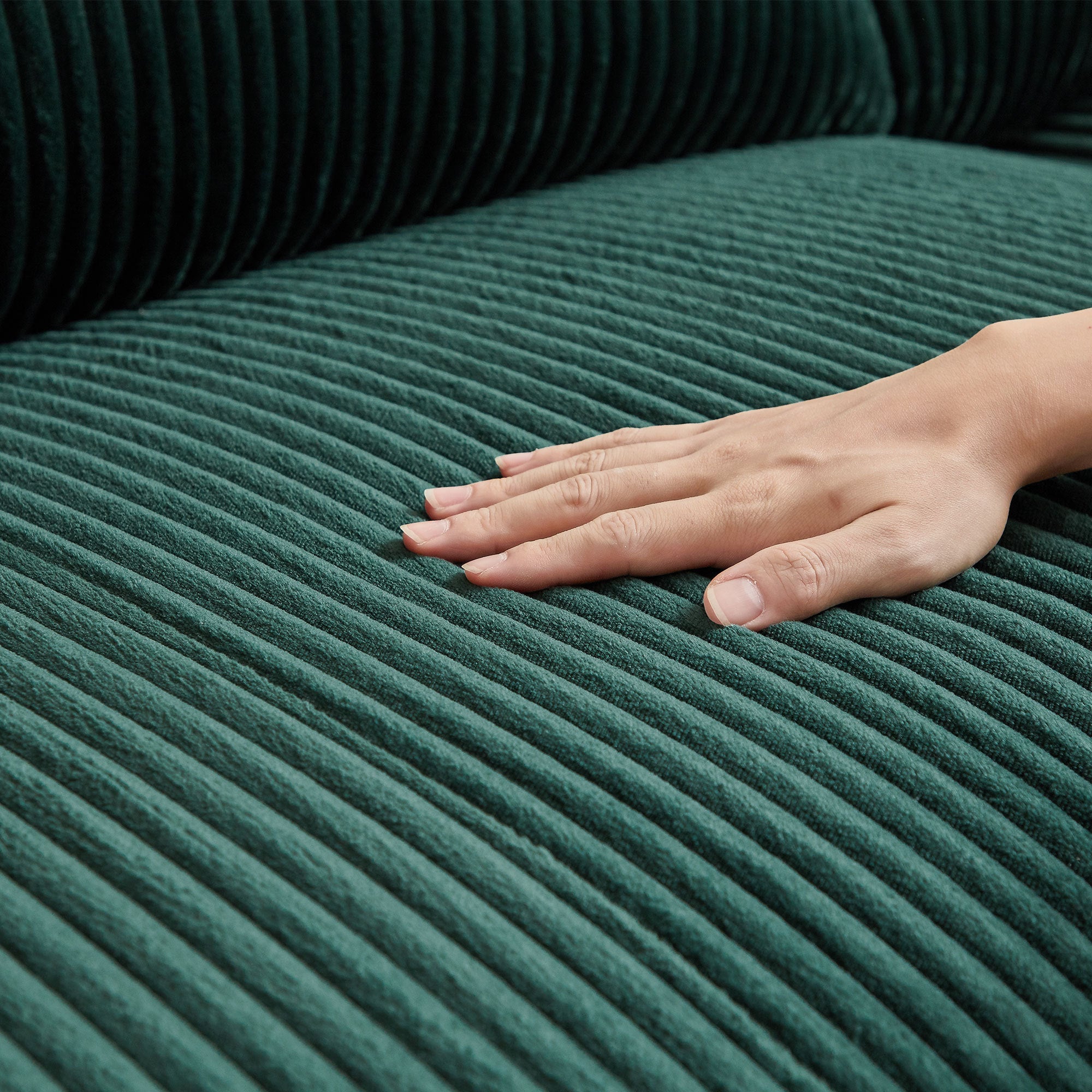 The Savoy Green Corduroy Sectional Sofa