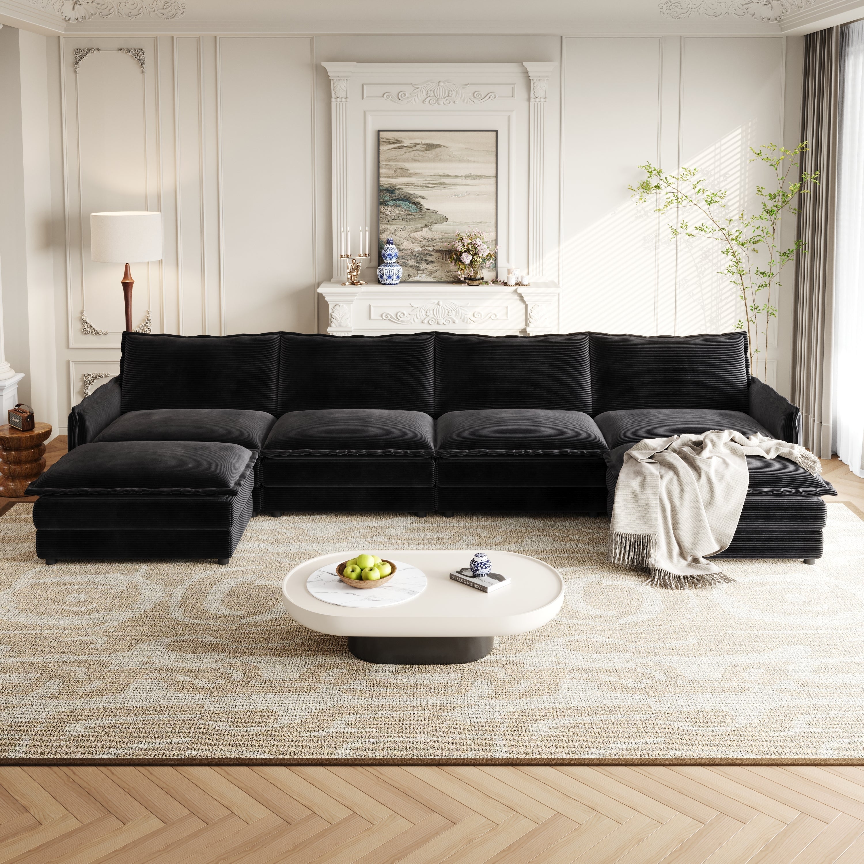 The Silva Corduroy Fabric 4-Seater Cloud Couch