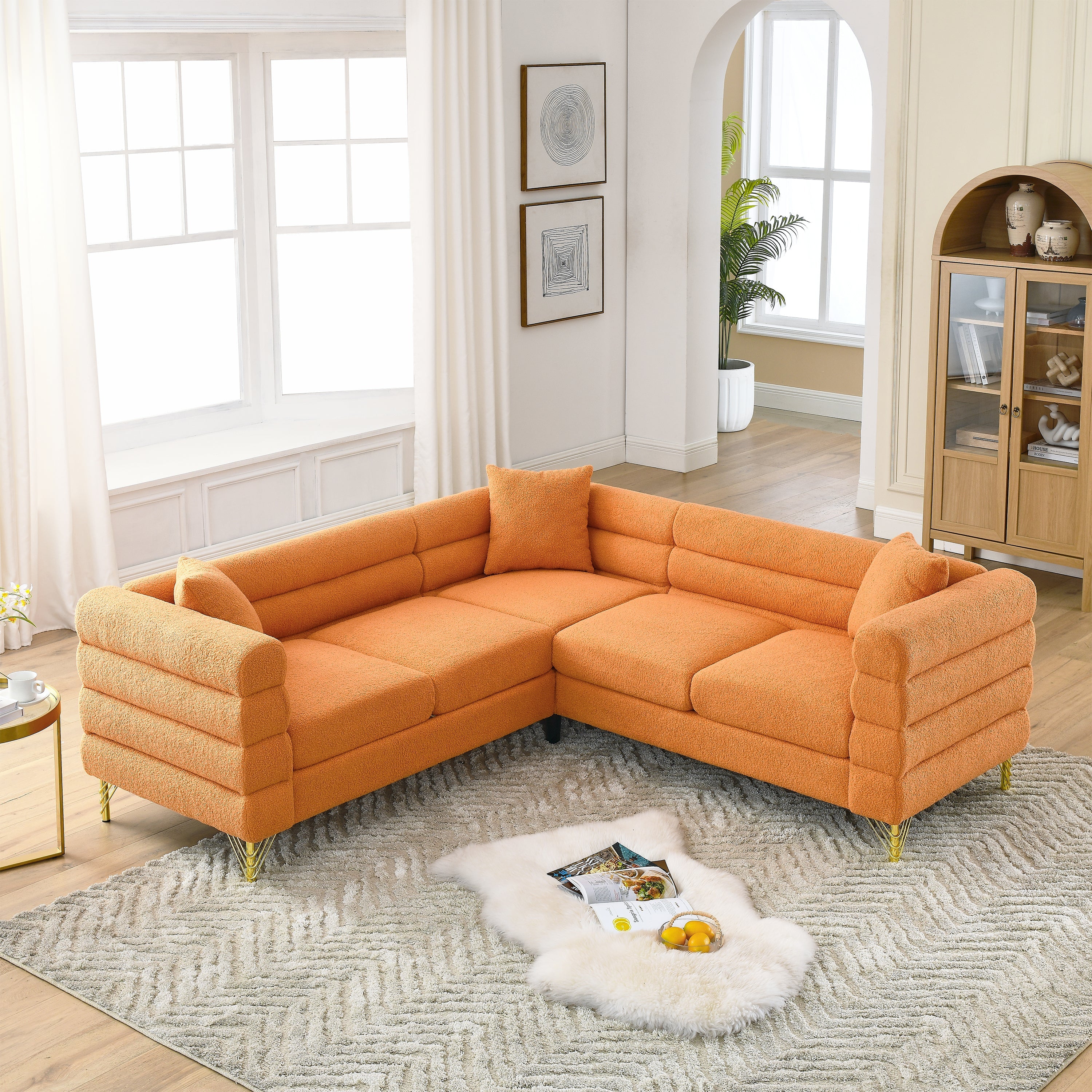 The Daniel’s Modern L-Shaped Sectional Sofa Orange