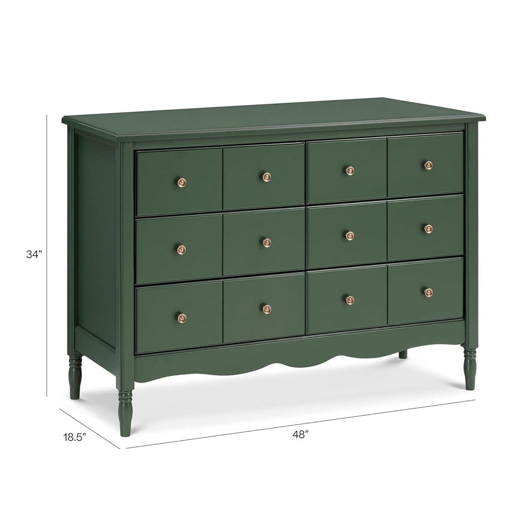 The Savoy Liberty 6-Drawer Assembled Dresser in Forest Green | 2 Sets of Knobs