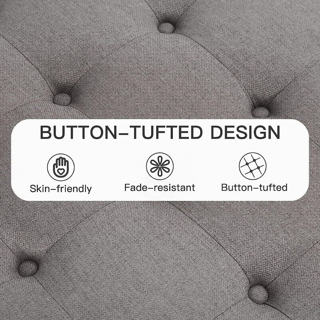 The Horizon Grey Tufted Ottoman with Storage for Living Room