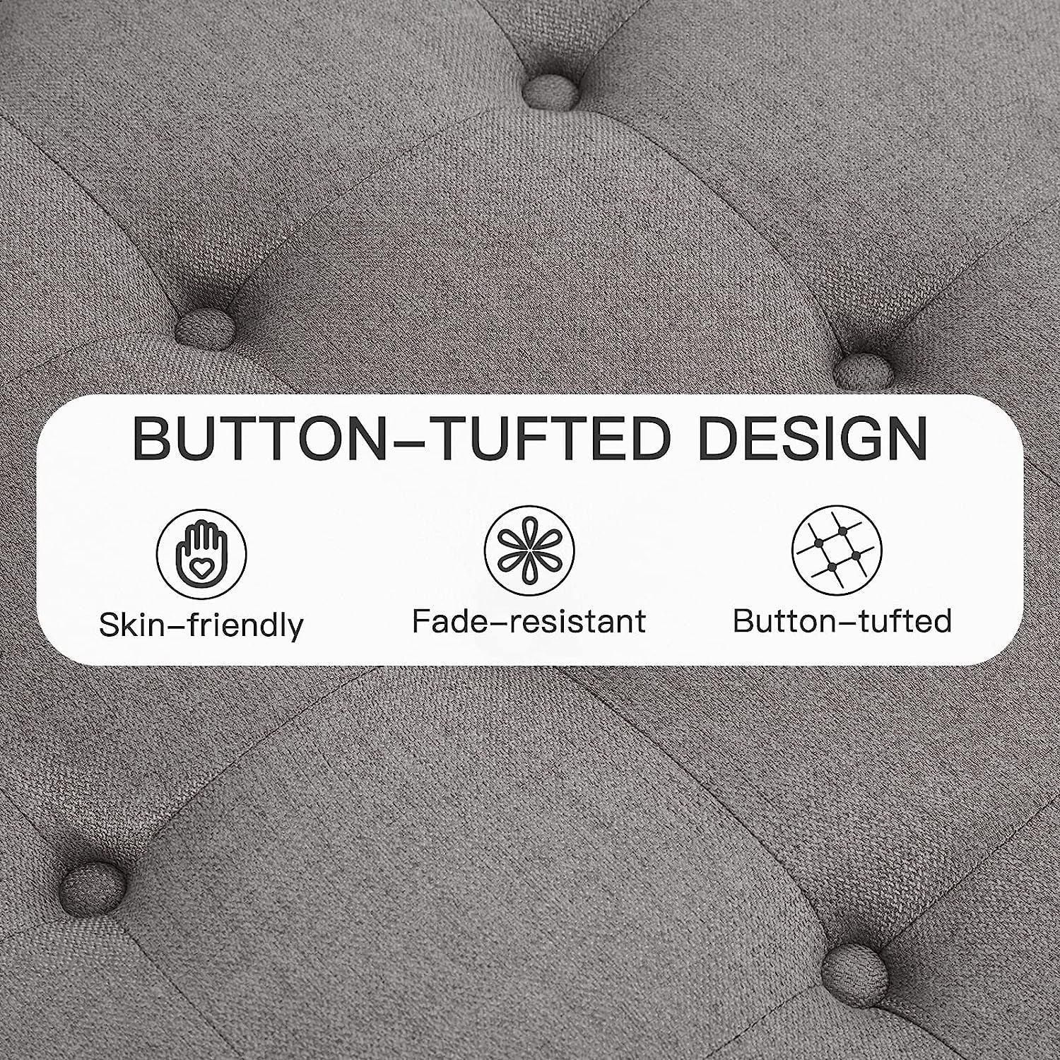 The Horizon Grey Tufted Ottoman with Storage for Living Room