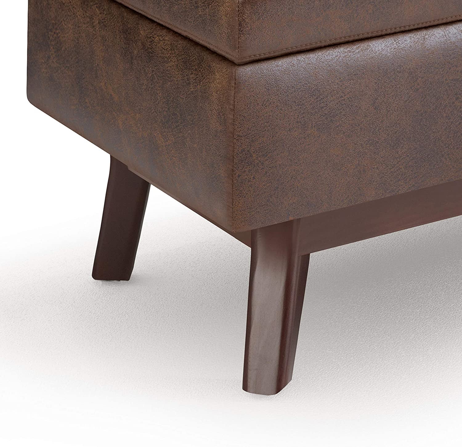 The Stella Mid Century Modern Storage Ottoman in Chestnut Brown