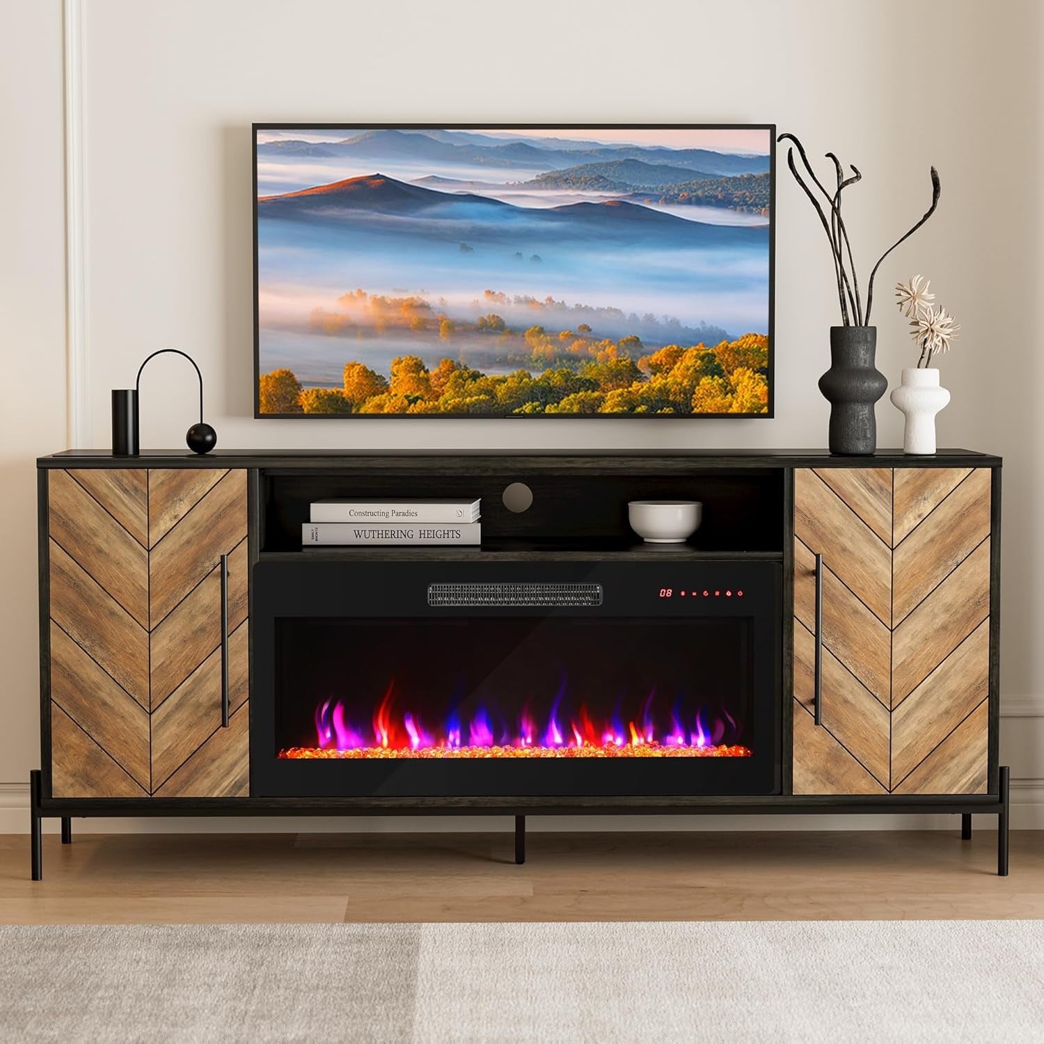 The Roe Electric Fireplace Heater/Entertainment Center