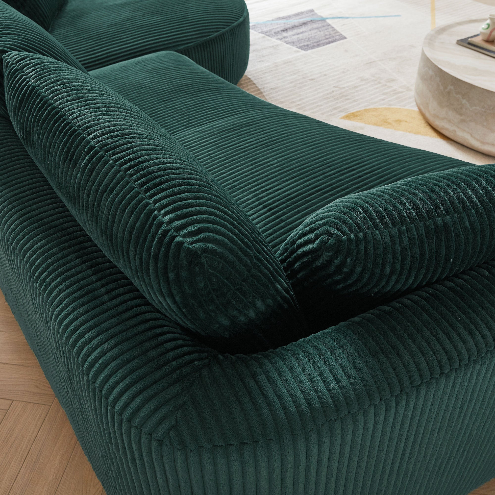 The Savoy Green Corduroy Sectional Sofa