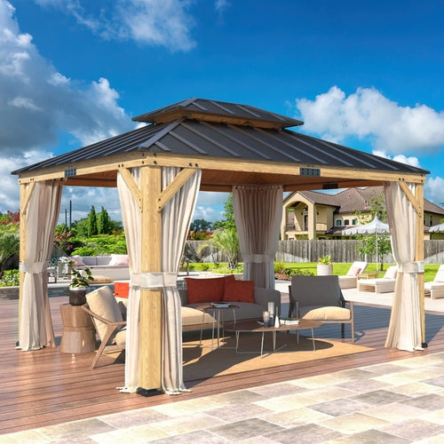 The Silva Spruce Wood Double Roof Gazebo