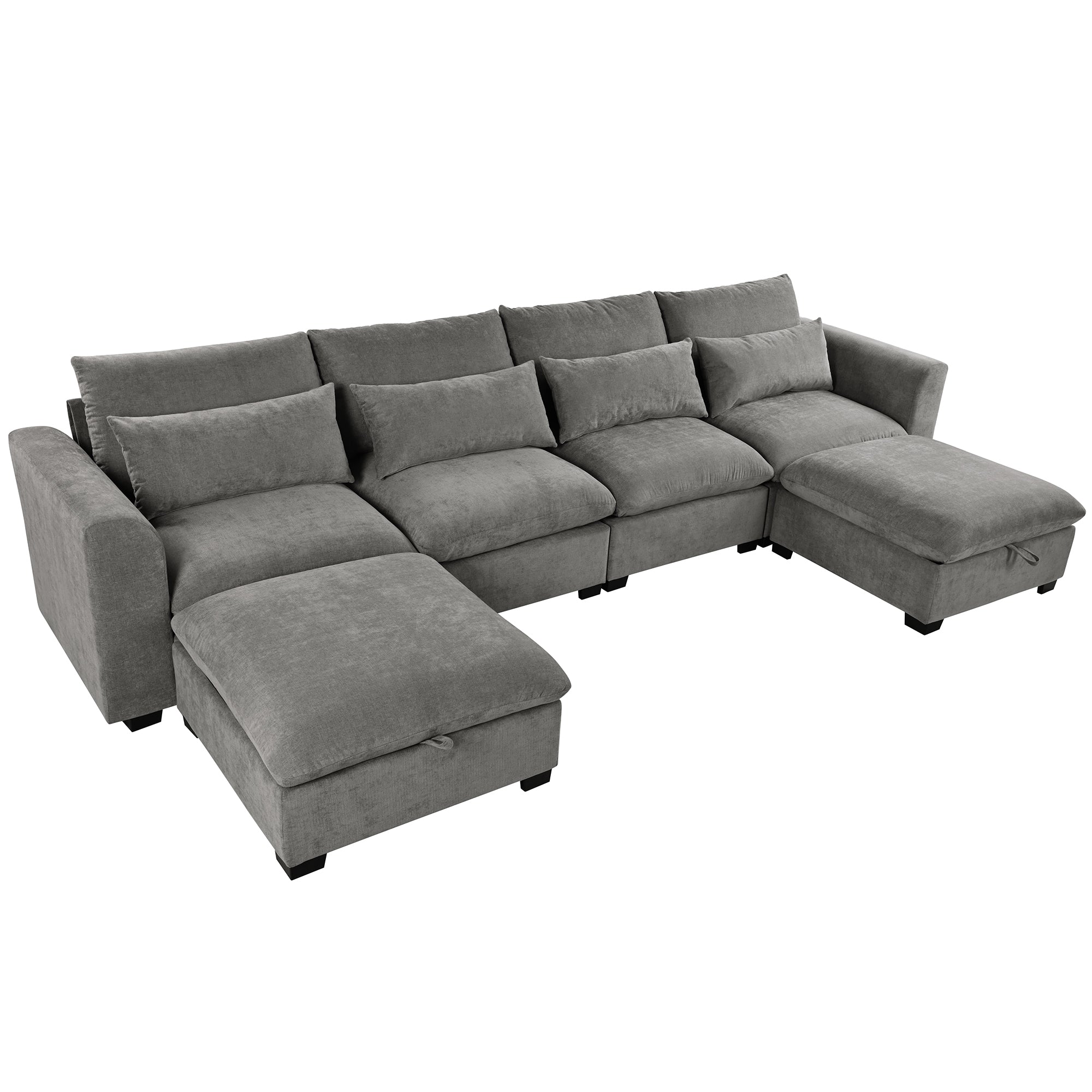The Yorks U-shaped Transformable Modular Corner Sofa with Two Ottoman