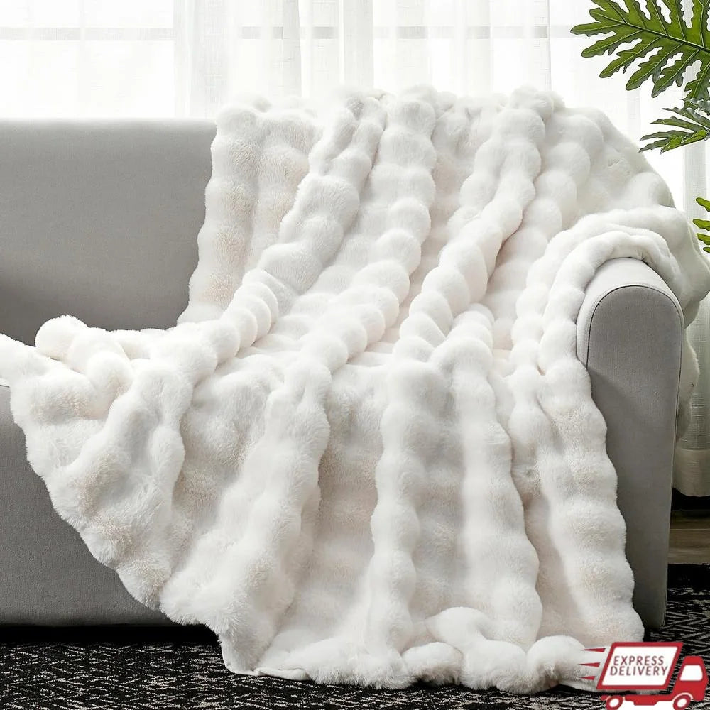 Ultra Soft Bubble Faux Fur Throw Blanket