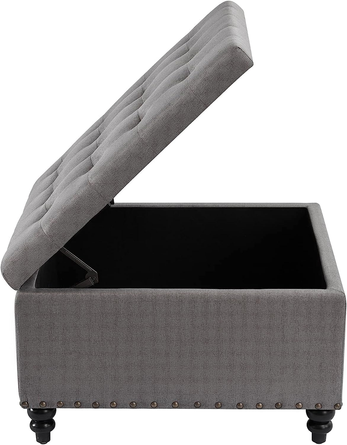 The Horizon Grey Tufted Ottoman with Storage for Living Room