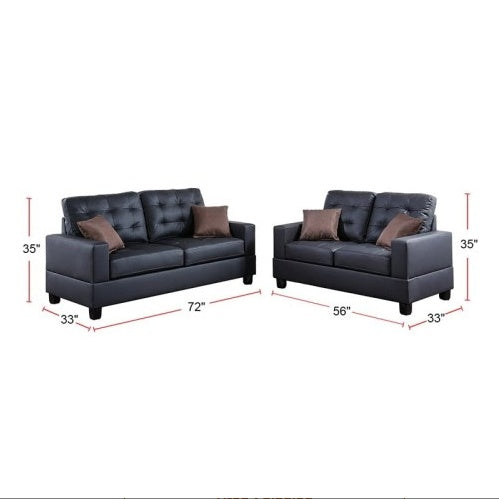 The Voe 2‑Piece Faux Leather Sofa Set with Pillows