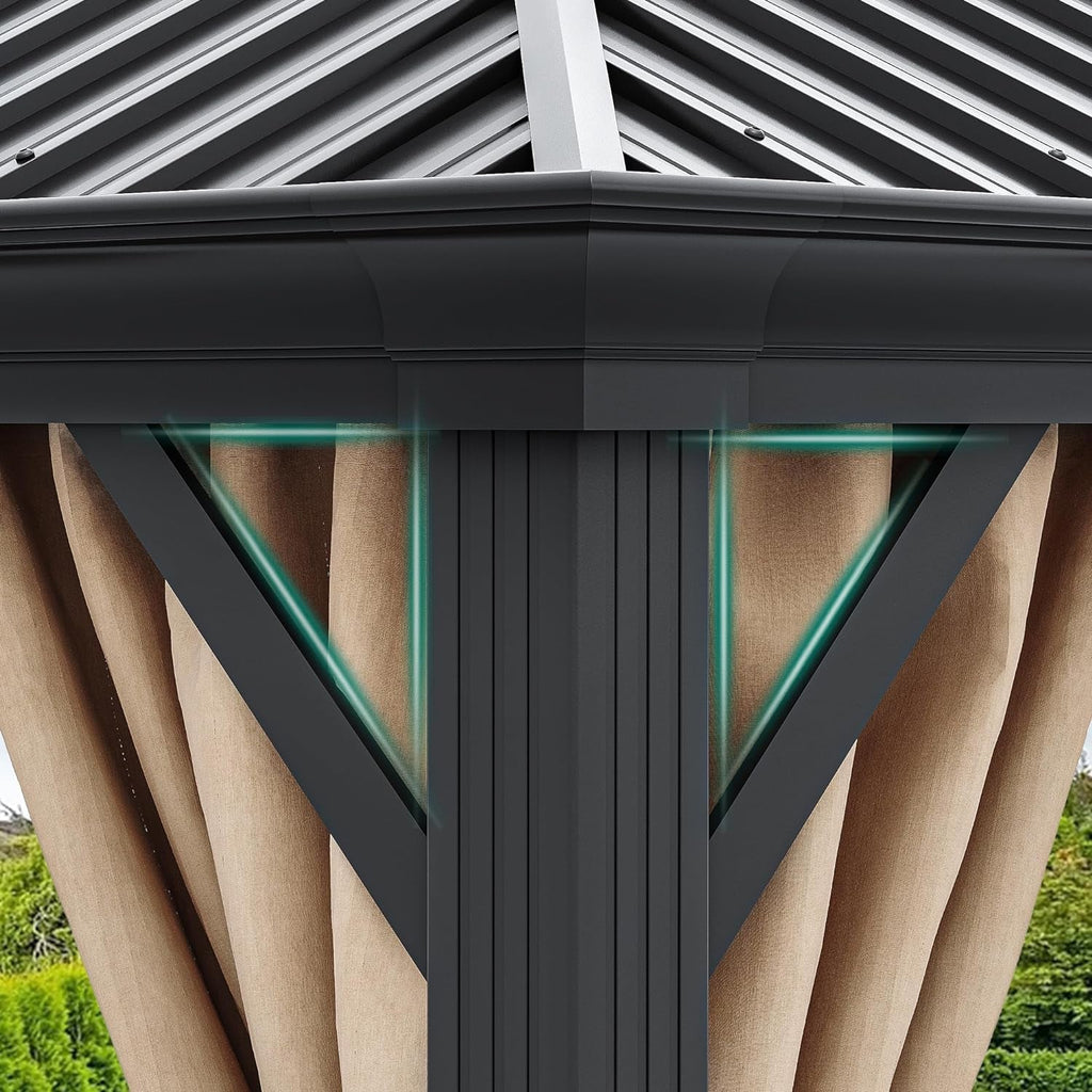 The Empire Hardtop Gazebo Netting Curtains Steel Brown