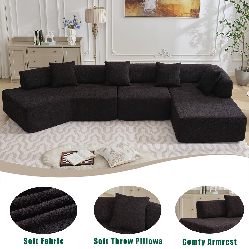 The Desiree Modern Minimalist L-Shape Couch Black